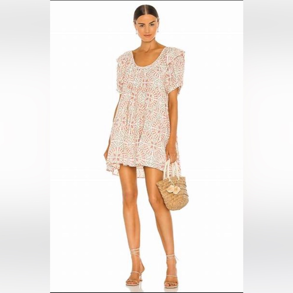 CLEOBELLA Ferris Oversized Babydoll Mini Dress in Tile Print Size XS